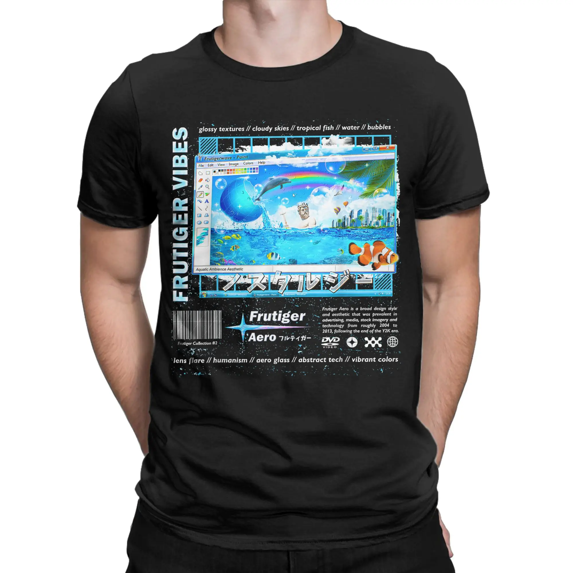 Frutiger Aero Men's Fashion Collection: Comfy & Stylish 100% Cotton Crew Neck Short Sleeve T-Shirt