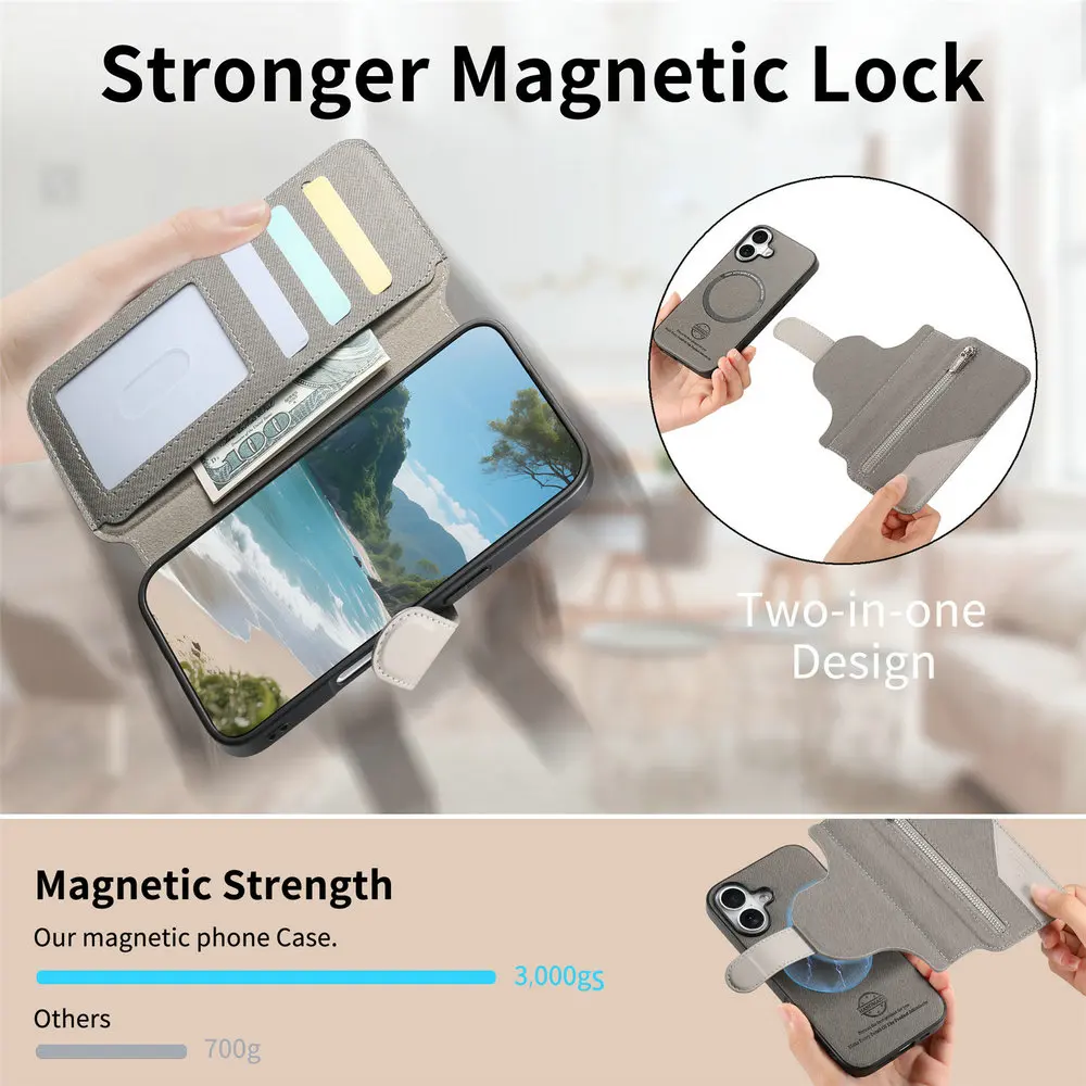 Luxury RFID Card Leather Flip Case - 2-in-1 Design