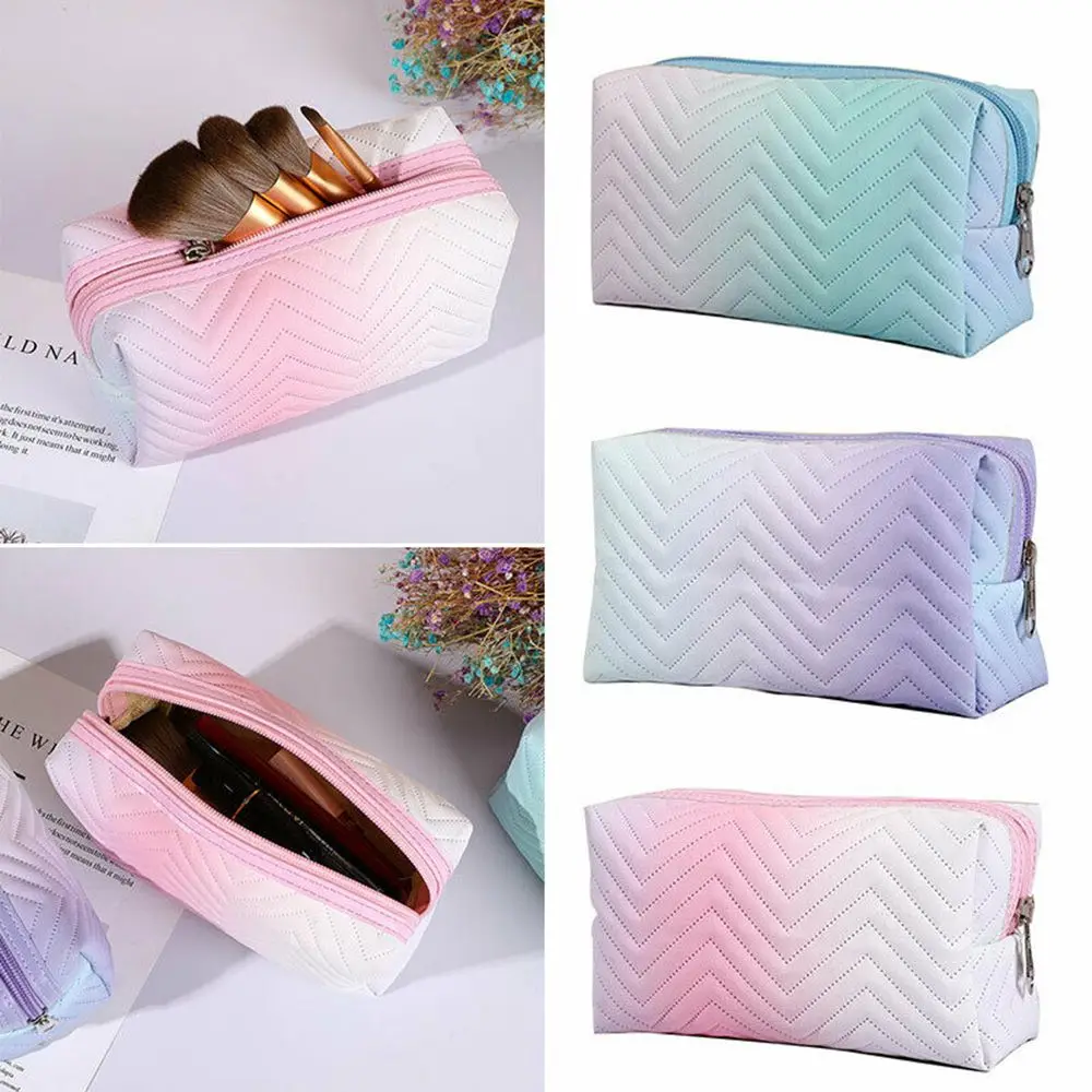 

Color High Quality Stationery Bag Pu Leather Travel Storage Bag Portable Cosmetic Storage Zipper Pouch Pen Bag Makeup Bag
