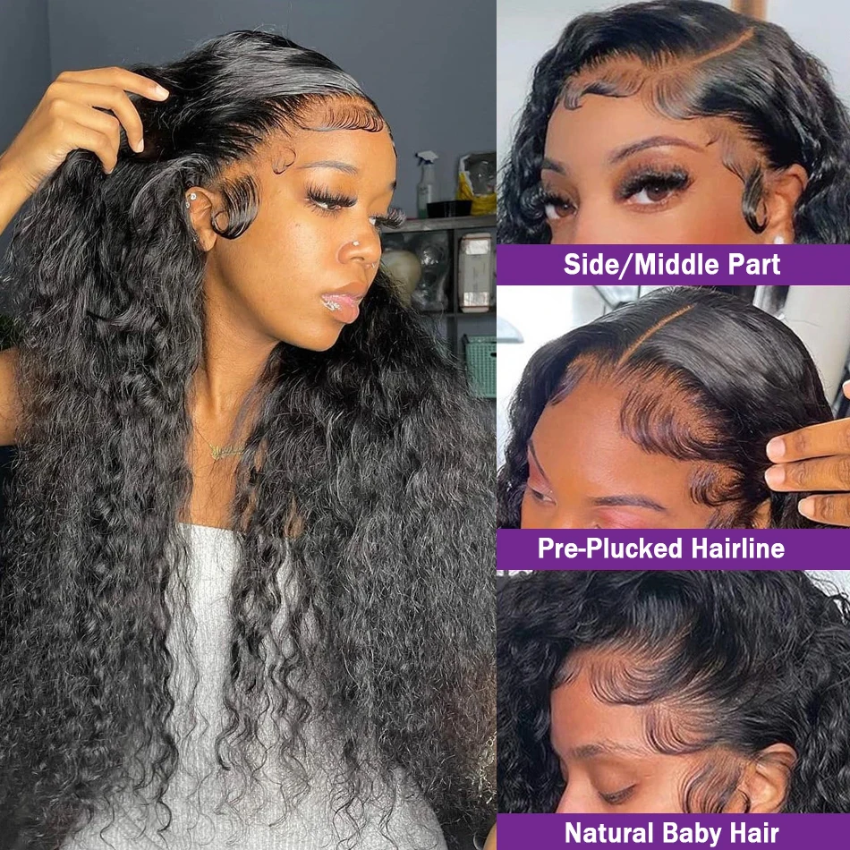 Wiggogo 40 Inch Human Hair 13X4 Deep Wave Frontal Wig 13X6 Curly Hd Lace Front Wigs Brazilian Water Wave 5x5 Hd Lace Closure Wig 2