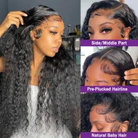 Wiggogo 40 Inch Human Hair 13X4 Deep Wave Frontal Wig 13X6 Curly Hd Lace Front Wigs Brazilian Water Wave 5x5 Hd Lace Closure Wig 2