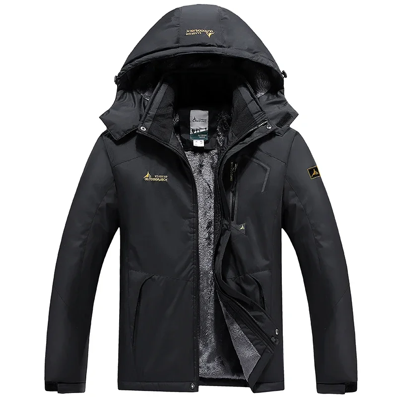 2023 Winter Outdoor Jacket Men Thick Warm Velvet Coat Men's Windproof Hooded Jackets Casual Hiking Mountaineering Outerwear 9XL