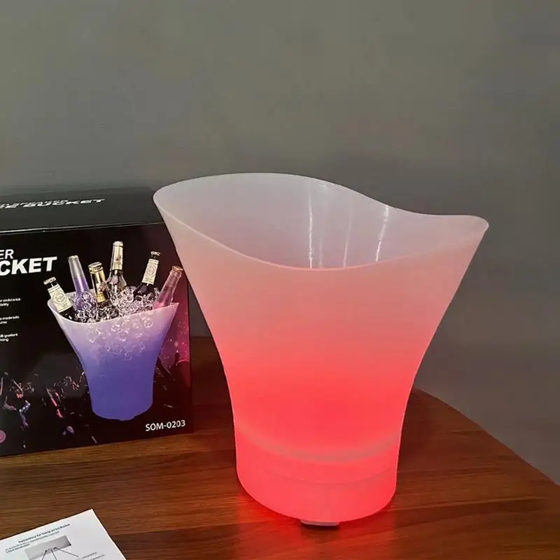 LED Ice Bucket 7L Light-up Ice Cube Colorful Radiant Bucket Waterproof Lighted Drink Containers With Built-in Wireless