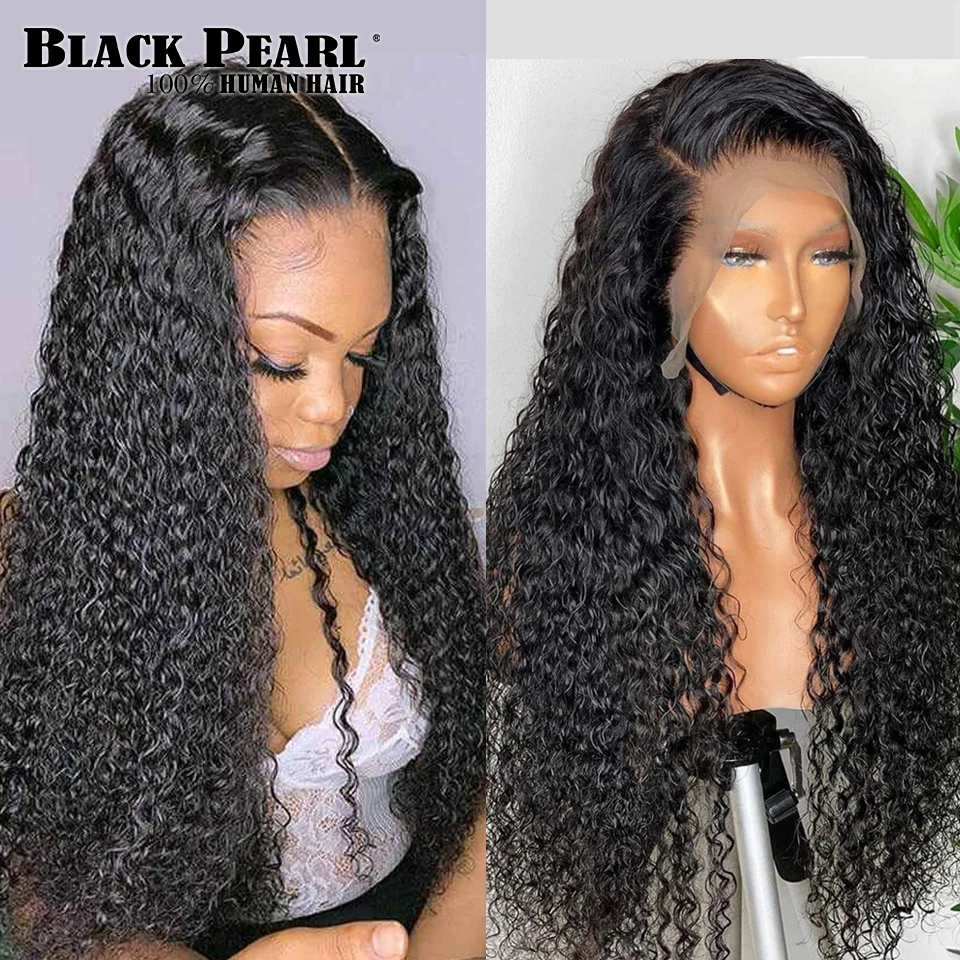 13x4 Kinky Curly Lace Front Human Hair Wigs For Black Women 180Brazilian Transparent Lace