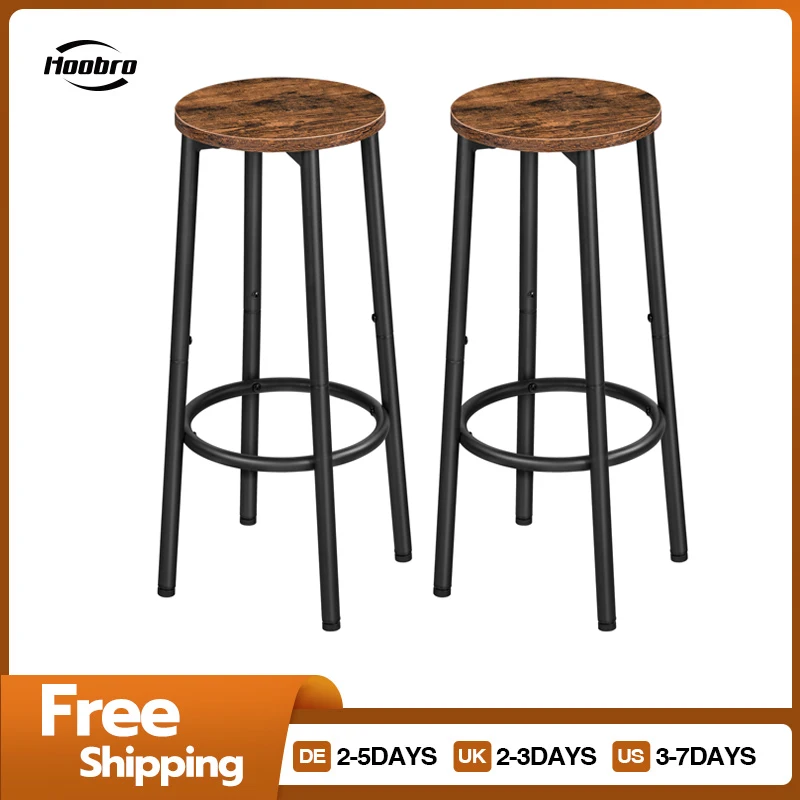Hoebro-taburetes altos de madera con patas de Metal para Bar, asiento con reposapiés para mostrador de cocina, accesorios nórdicos para Pub, 2 piezas