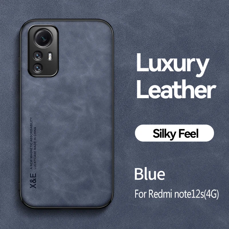 Magnetic Car Holder Silicone Frame Phone Case with Soft Leather Back Cover