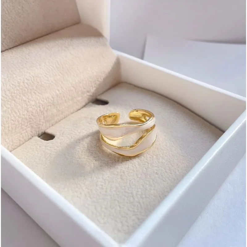 

Женское кольцо в стиле ретро, регулируемое кольцо золотого цвета с двойным масляным капельным отверстием, свадебное Ювелирное Украшение в подарок