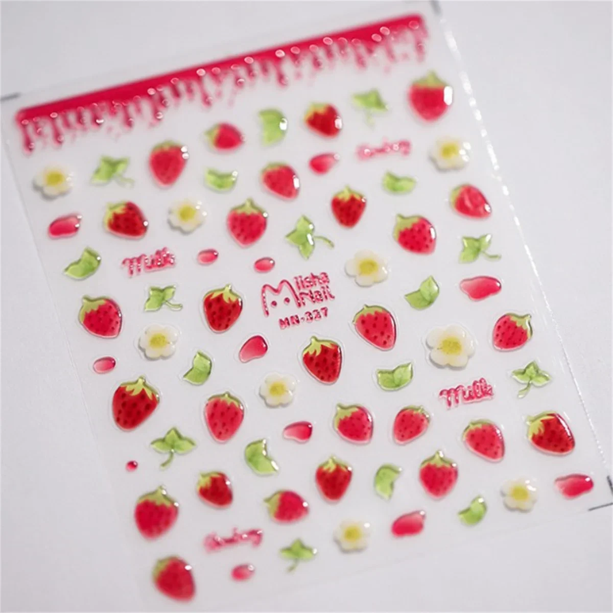 1pcs 5D Kawaii Jelly Strawberry Nail Art Stickers Fashion Cartoon Fruit Nail Transfer Slider Decals DIY Decorations Accessories 6