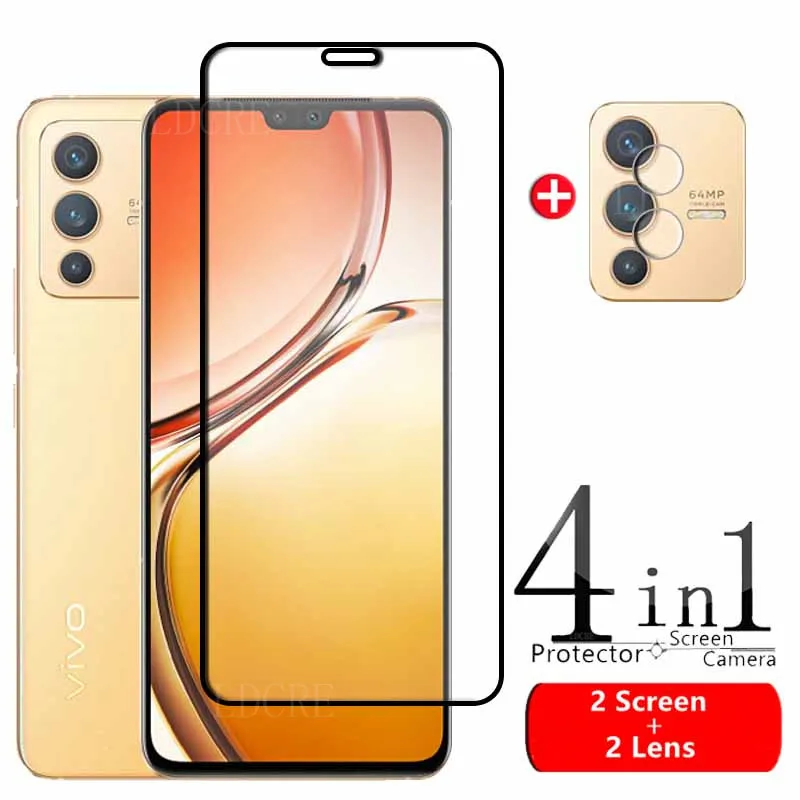 4-in-1 For Vivo V23 5G Glass For Vivo V23 5G Tempered Glass 9H Full Glue Protective Screen Protector For Vivo V23 5G Lens Glass 9h screen protector for vivo y73 glass for vivo y73 tempered glass full glue protective camera film for vivo y73 y53s y20 y31