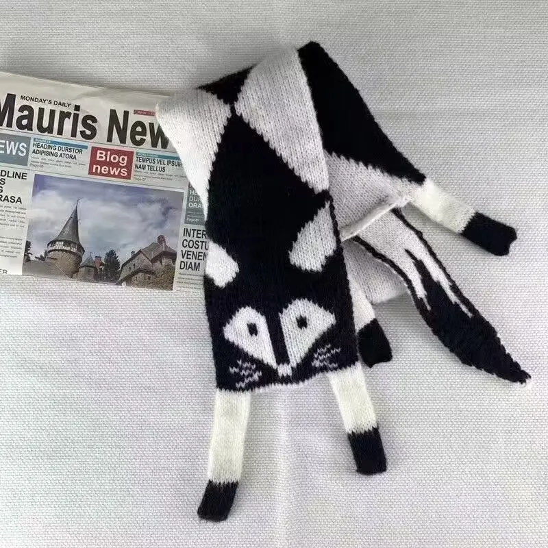 Children’s Cartoon Fox Knitted Scarf Winter Warm Shawl