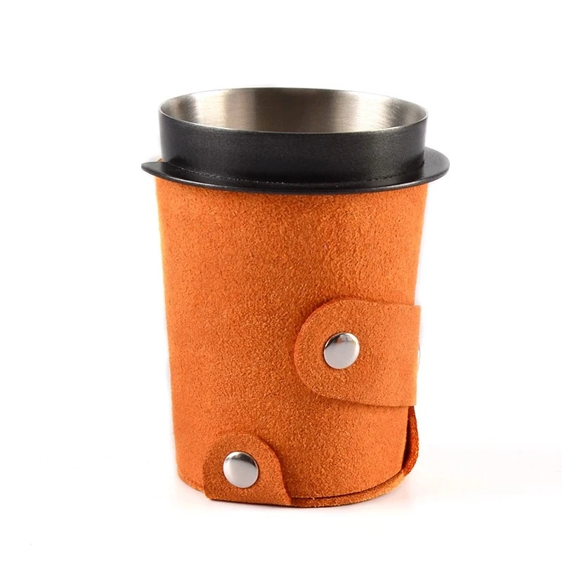 51/53/58mm Coffee Dosing Cup with Leather Sleeve Powder Cup Coffee