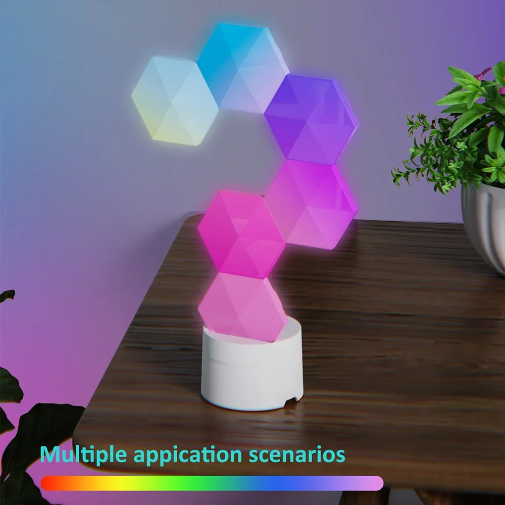 

Table Lamps E-sports Atmosphere Bar LED Lights Hexagonal Splicing Intelligent WIFI APP Bluetooth Control Indoor RGB Wall Lamp