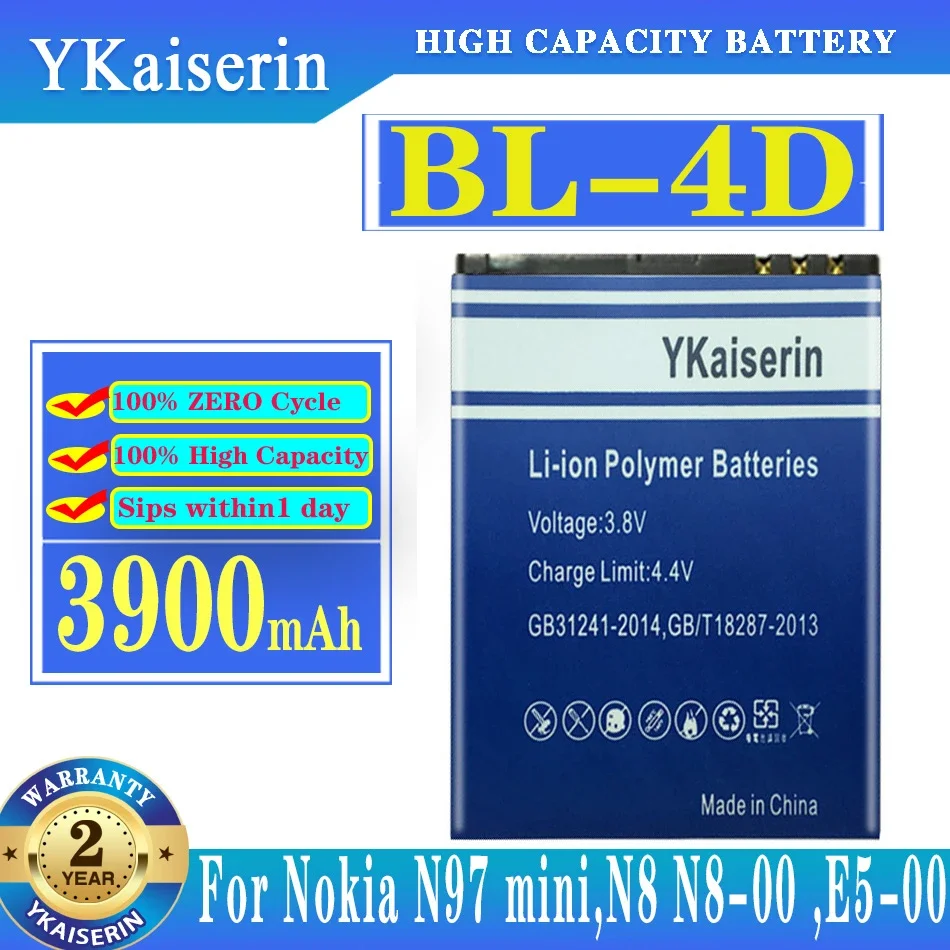 Ykaiserin Bl-4D Bl4D 3900Mah Batteria Ricaricabile Del Telefono Per Nokia Mini E7 E7-00 N5 N8 N8-00 E5 E6 E5-00 702T T7-00 803 N80