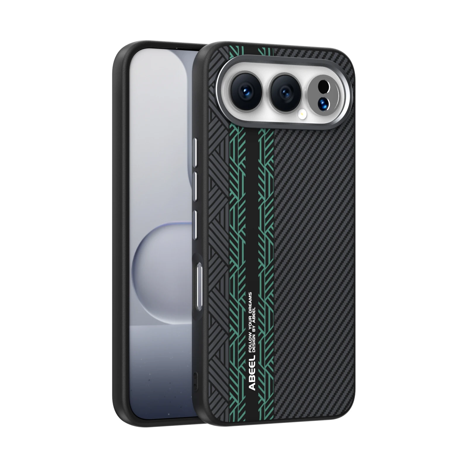 Sleek Carbon Fiber Pattern MagSafe Case with Alloy Camera Protection
