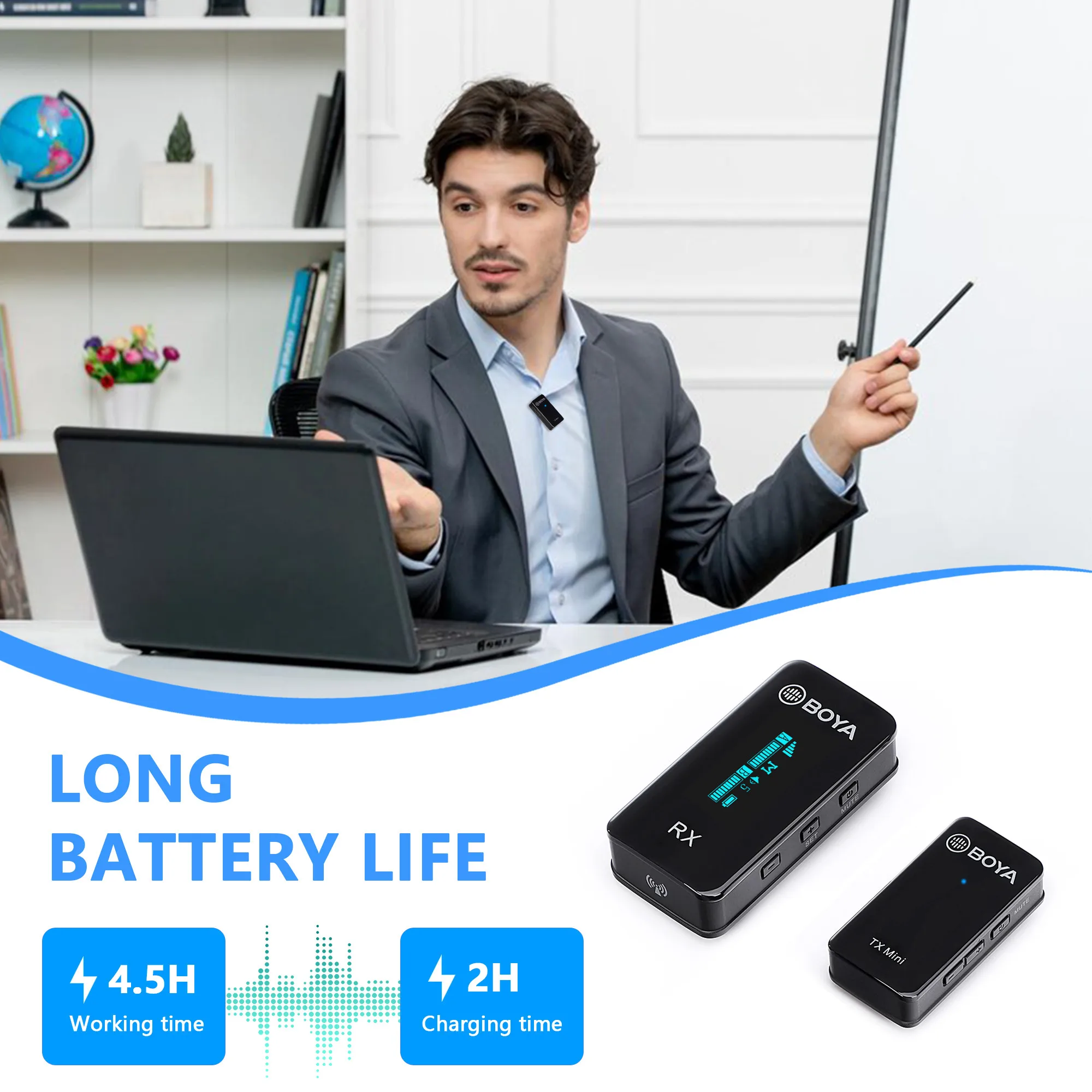 BOYA BY-XM6 Mini Wireless Lavalier Lapel Microphone for iPhone Android DSLR Camera PC Laptop Smartphone Live Streaming Youtube