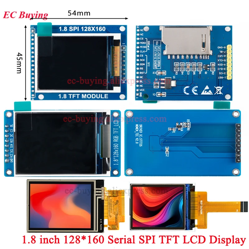 Koanhinn 1.8 Inch Lcd scherm Module Volledige Kleur 128x160 RGB SPI TFT Lcd scherm Module 7735S 3.3 V Vervangen OLED Voeding
