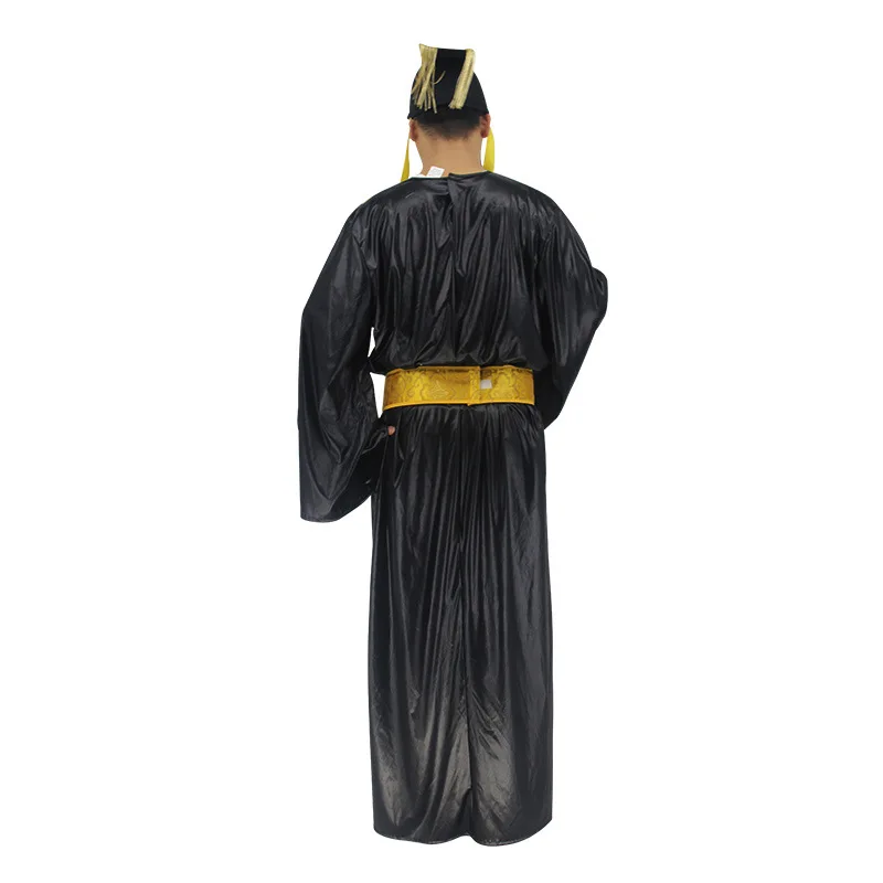 Funny Hell Performance Props Yama Judge Costume Robe Headdress Belt 3pcs Party Halloween Costumes Fit H165-185cm
