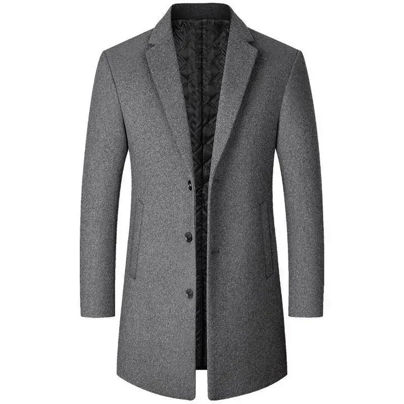 2022 New Men's Woolen Jacket Slim Fit Medium-length Coat Smooths Your Silhouette Autumn/winter Warm Comfortable Wear