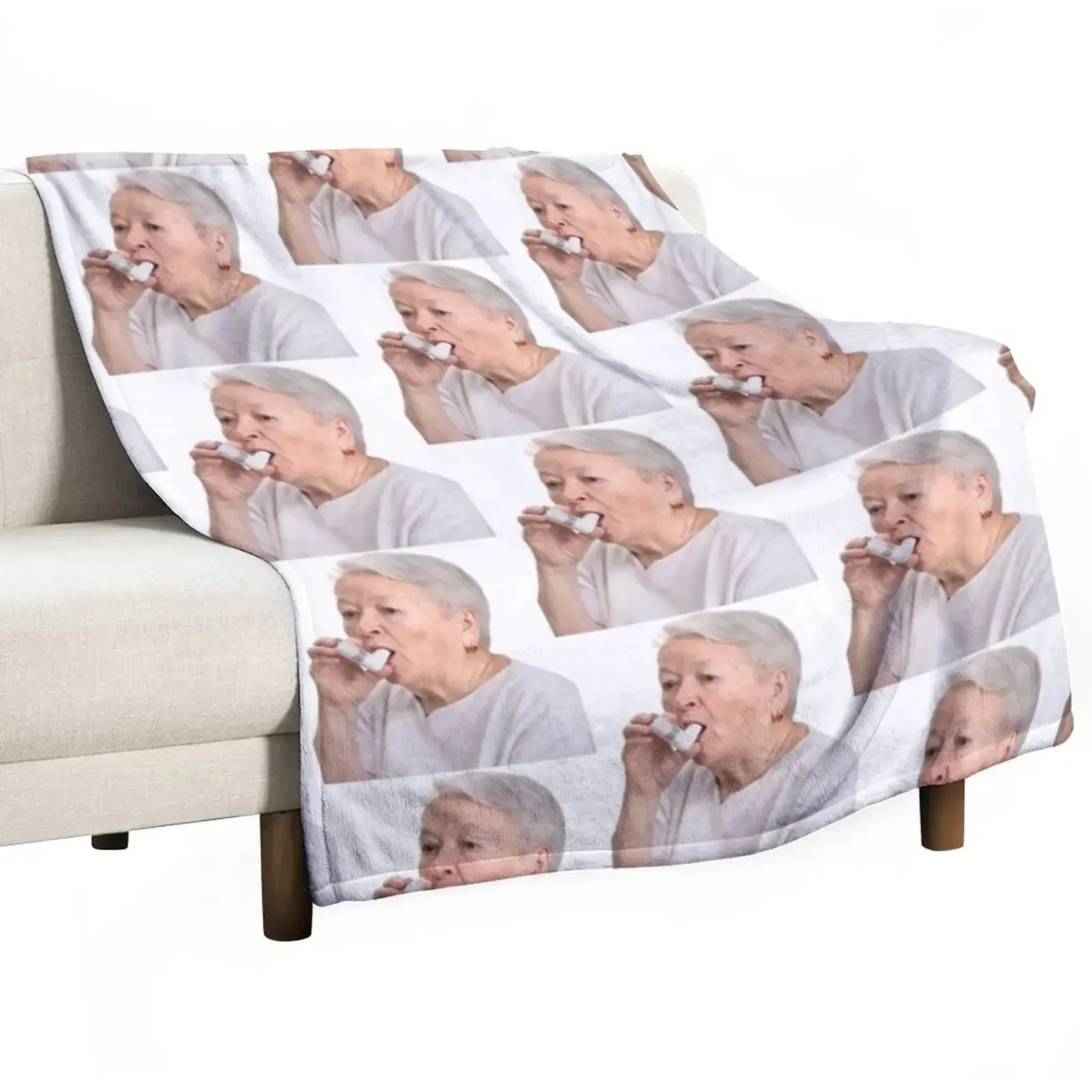 

Old lady asthma wall decal Throw Blanket Bed covers For Decorative Sofa Plaid Luxury Thicken Blankets