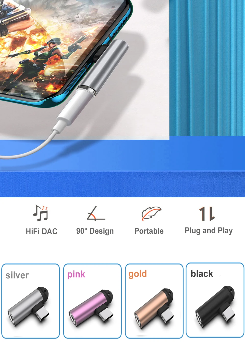 Usb C 3.5mm Jack Adapter Aux Audio Type C Headphones Adaptator for Samsung S25 Ultra M55 Pixel 9 Galaxy S10 Type 3.5 Adapters