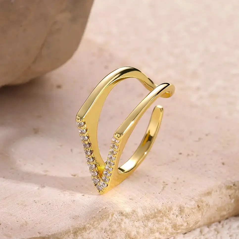 Zircon Rings Women Gold Stainless Steel