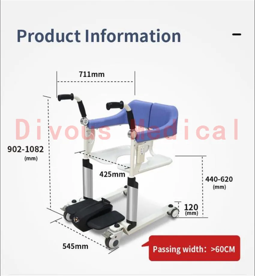 Free Shipping electric lift elderly care bath chair bathroom transfer wheelchair 6