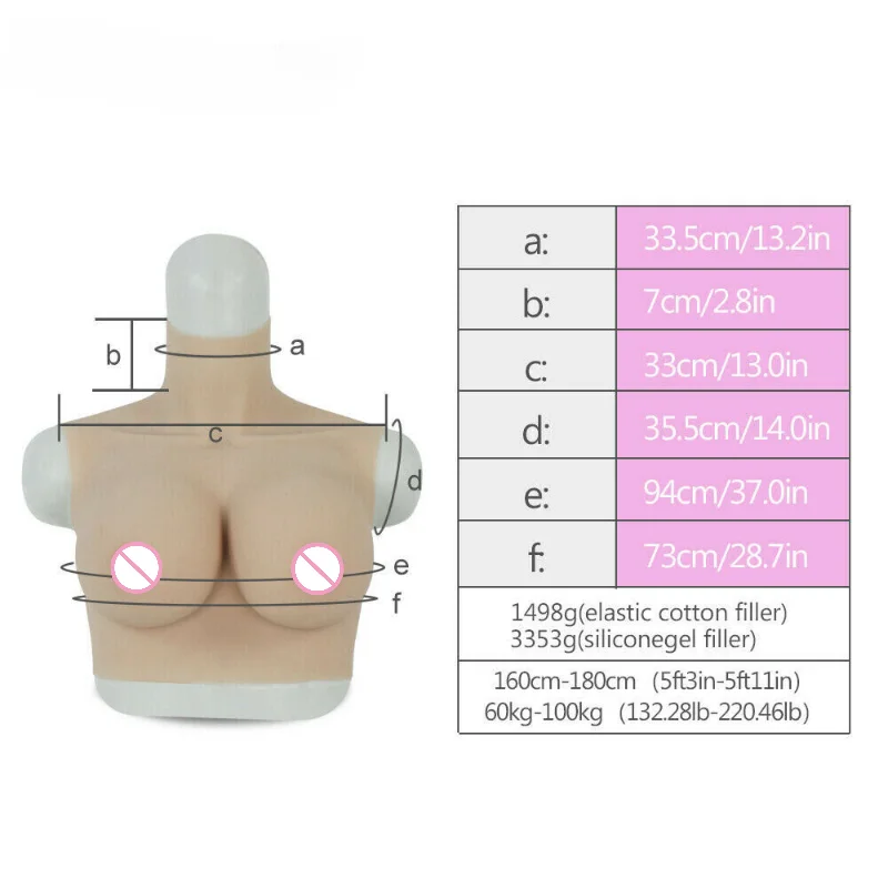 F Cup Breast with Hollow-out Back Fake Boobs for Drag Queen Crossdresser Large Stage Performance Clothing