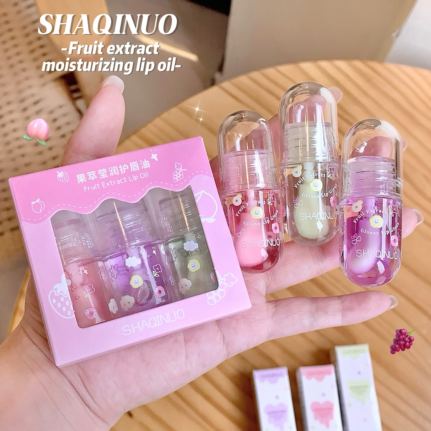 SHAQINUO Hydrating Lip Care Oil & Fruit-Flavored Lip Balm & Gloss for Moisturizing Lips - Nourishing Lip Treatment For Soft, Smo 3