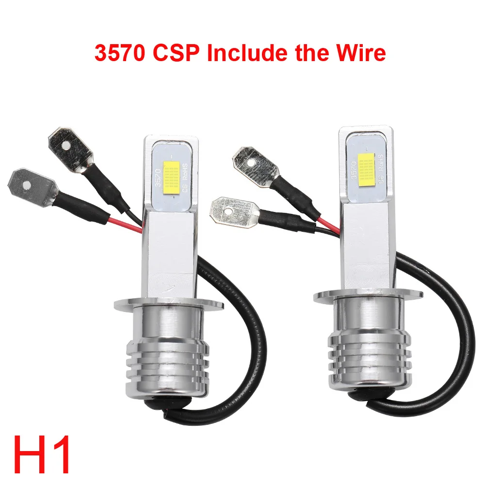 2Pcs H7 H4 H1 H3 H11 H6 LED Car Headlight Light 12V 20000LM 80W Bulb Ledlamp Fanless Wireless Car HeadLamp 3570 CSP White 6000K