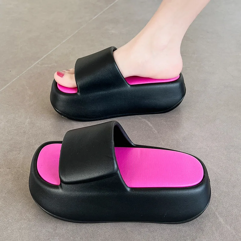 Fashion high heels slippers women's summer EVA shoes woman concise slides clogs girls gothic chunky slippers free shipping