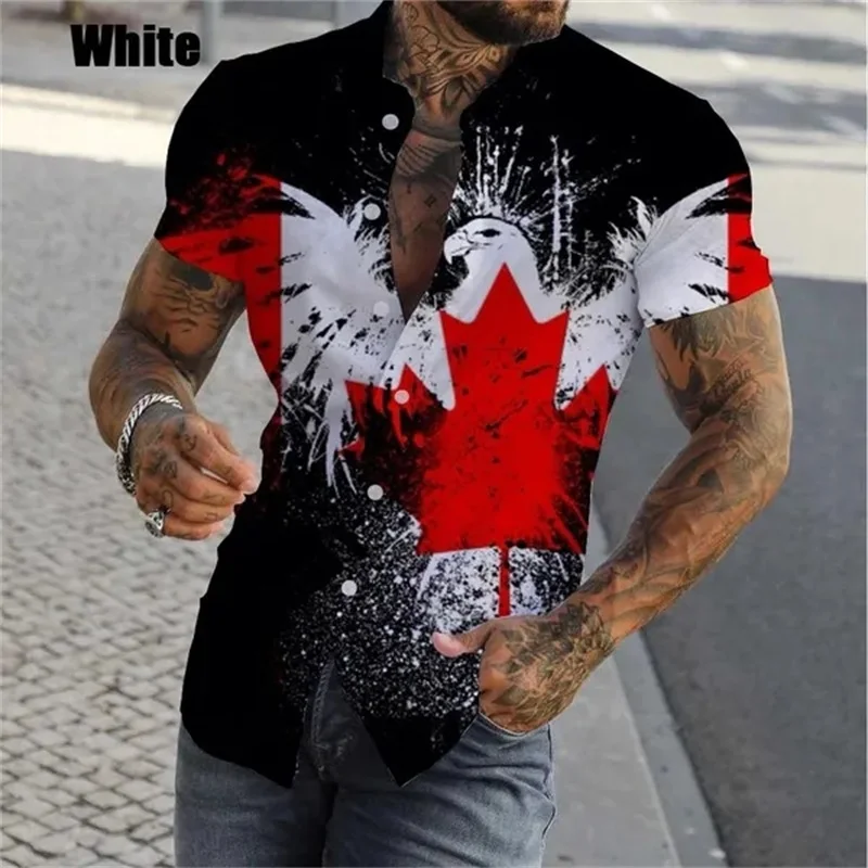 thumbnail image 1 of Nueva camisa hawaiana con estampado completo "I Love Canada" de verano para hombre, camisa informal de manga corta con botones para hombre, camisa de playa de talla grande, 1 of 5