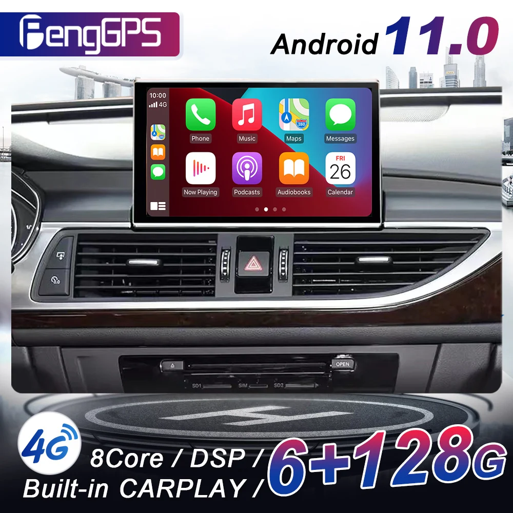 

8Core Android11 WIFI 4G 8+128G For Audi A6 C7 A7 2012-2018 Carplay IPS Touch Screen GPS Navi Car DSP Multimedia Stereo Head Unit