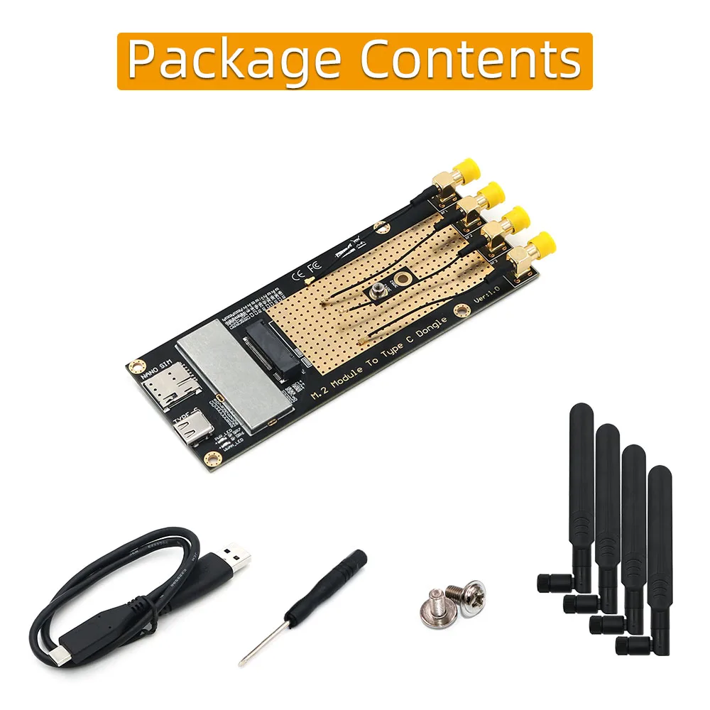 Adaptador de Rede com Nano Slot 3g 4g Módulo 5g para tipo c Usb 3.0 Slot para Rm500q Rm500u Gm800 Sim8200 Antenas - Imagem 5