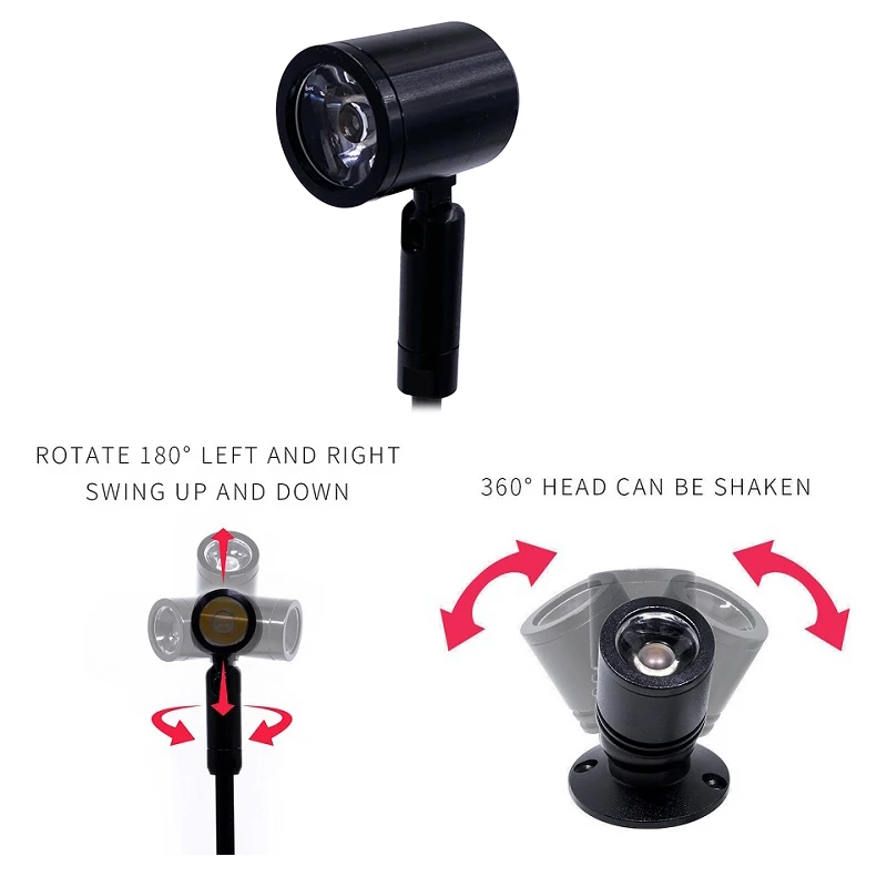 Mini Rgb Usb 5V Led Spot Light 1W 3W Surface Mounted Cabinet Showcase Counter Jewelry Lamp Rotatable Angle Ceiling Mini Spotligh 4