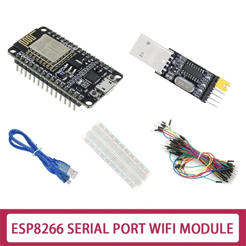 

ESP-12E ESP8266 CP2102 черная макетная плата + модуль последовательного порта USB + плата для хлеба + 65 перемычек + USB кабель