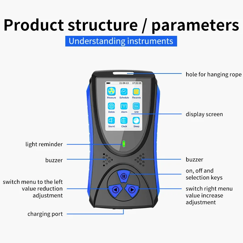 Radiation Detector HFS-10 High-Sensitivity Dose Alarm X &Beta; &Gamma; Rays Nuclear Radiation Detector 0.05uSv-50mSv Geiger Counter with Alarm Function radiation detector,geiger counter