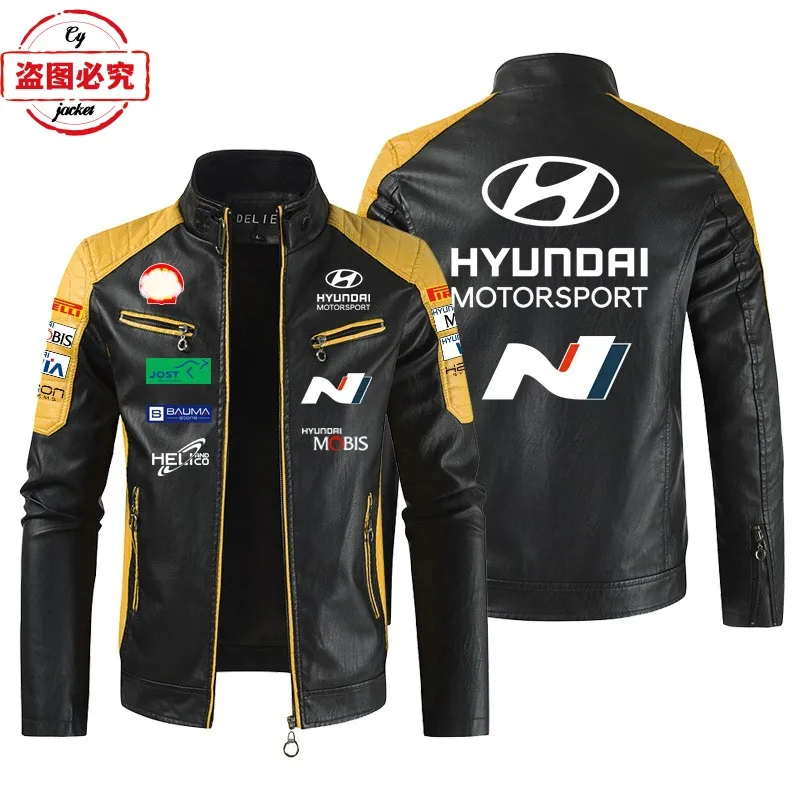 Hyundai N Racing LOGOpu Leather Men's Jacket WRS Rally Hyundai N Team Uniform 2
