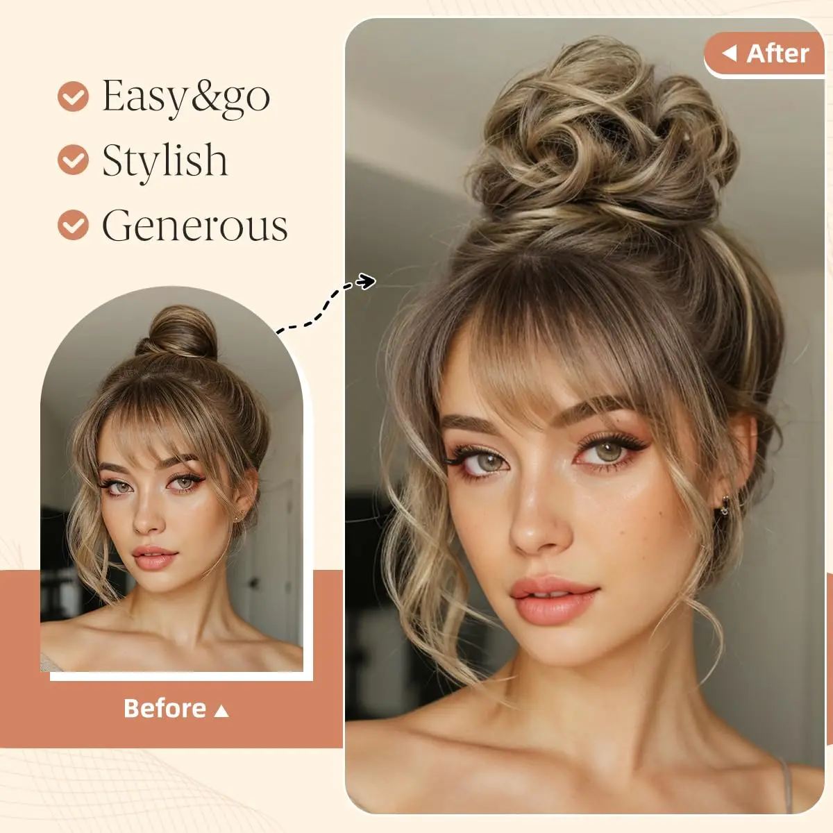 Synthetic Hair Bun for Women: Elegant Messy Curly Style, Fluffy & Easy to Use with Elastic Band. Suitable for Daily Use - 2