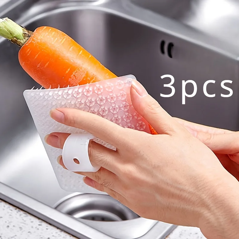 1/3pcs Multi-purpose Vegetable And Fruit Cleaning Brush For Potatoes, Carrots, Apples - Soft-bristled Reusable Kitchen Brush 3