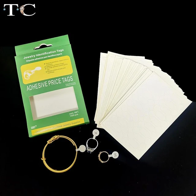 1000 Pcs White Price Tags Stickers with Pen Jewelry Round Barbell Labels  Dumbbell Tags Self-Sticker