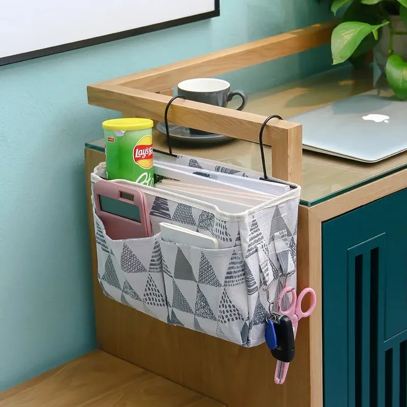 Canvas Storage Bag Baby Bedside Storage Bag Creative Canvas Hanging Bag Home Bedside Storage Practical Dormitory Upper Lower Box