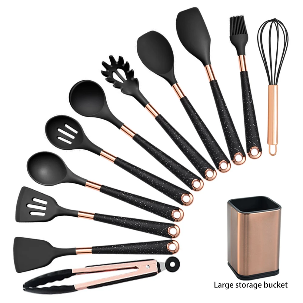 Silicone Cooking Utensil Turner Soup Spoon Spatula Scoop 1 Pack with Rose Gold Plated Handle Kitchenware Nonstick Kitchen Accessories kitchen utensils