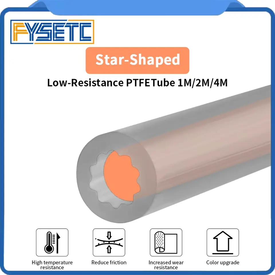 For Bambu Lab Creality Voron Anycubic Star Shaped PTFE Tube 4mm OD Low-Resistance High Temperature Resistance PTFE Tube image 1