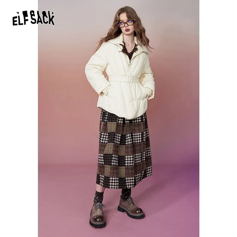 ELFSACK New Chinese Style Down Coats Women 2023 Winter Luxury Designed Jackets