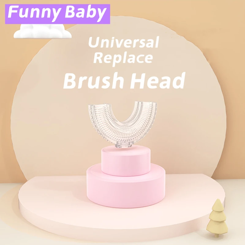 Child U-shaped Toothbrush Head Silicone Replaceable Brush Head Toothbrush Teethers Kids Teeth Oral Care Cleaning Artifact 2-12Y