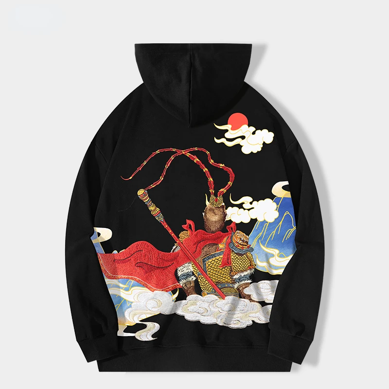 

Autumn Hip Hop Hoodies Men Fashion Streetwear Embroidery Hoodies Men Women Chinese Vintage Hooded Sweatshirts Youth Black White