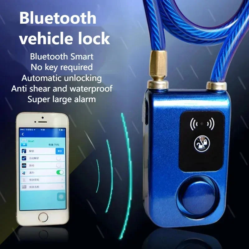 Steel Wire Bluetooth Lock Bicycle Electric Motorcycle Keyless Bluetooth APP Unlocking Vibration Alarm Rain Protection