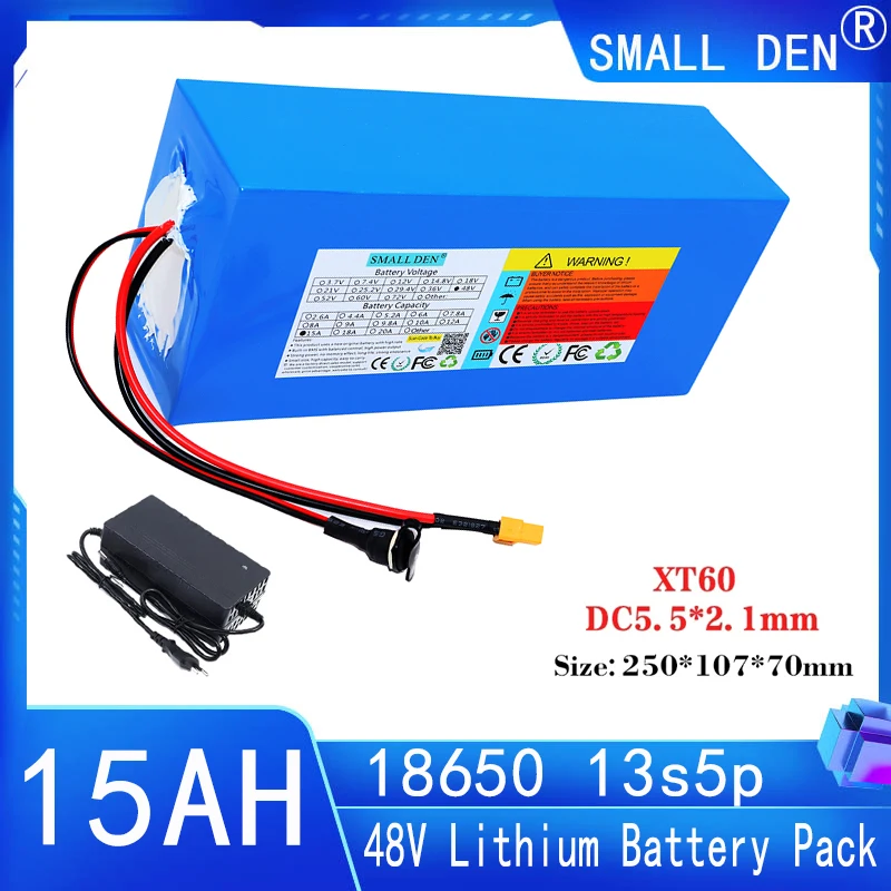 

New 48V 15Ah Lithium Battery Pack 13s5p High Performance Electric Bicycle Scooter Electric Bicycle Battery 2a Charger