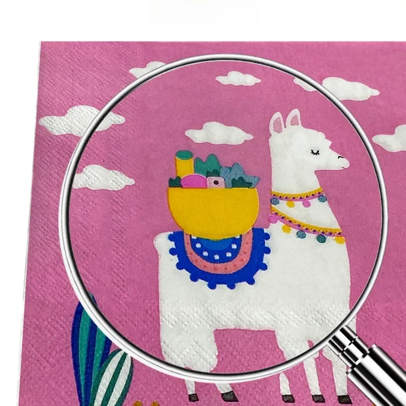 10/20pcs New Pink Alpaca Clouds Food Grade Printed Patterns Paper Towels Party Paper Placemats Commercial Napkins