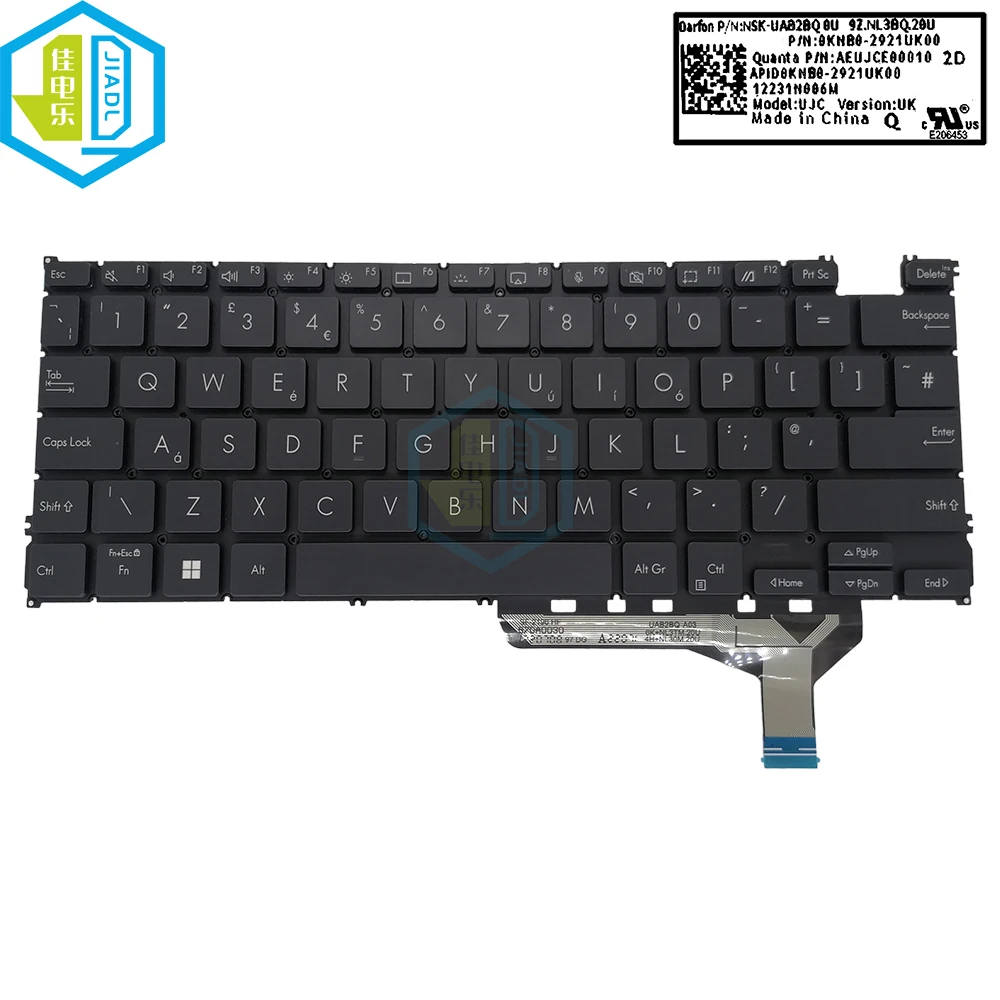 Teclado Retroiluminado para Asus Zenbook 14 uk gb Backlight Ux3402 Ux3402za Ux3402va Substituição